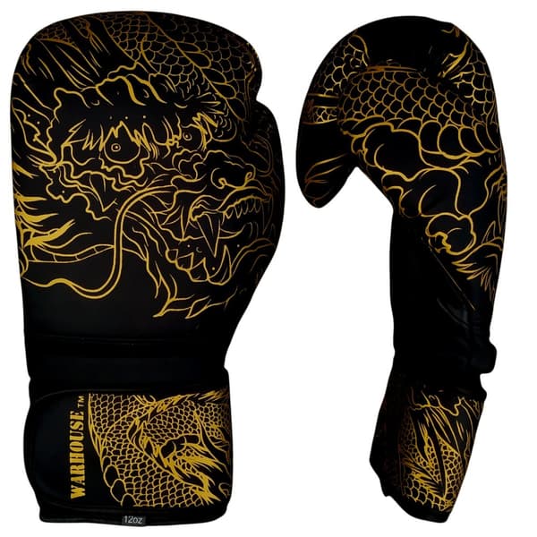 WarHouse Dragon Svarta/Guld 12OZ Boxningshandskar