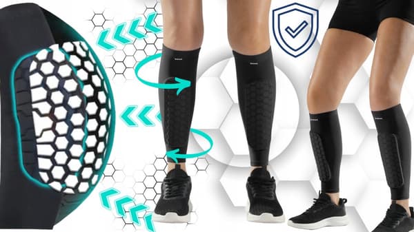 Skinnebensbeskyttere, skinnebensbeskyttere, elastiske knæbeskyttere, sportsbeskyttere S/M
