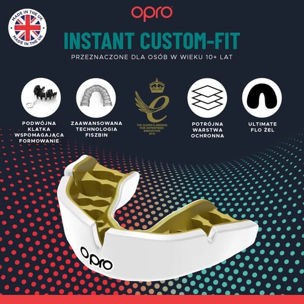 Opro Custom Fit tandbøjle Tandbeskytter Sort/Hvid