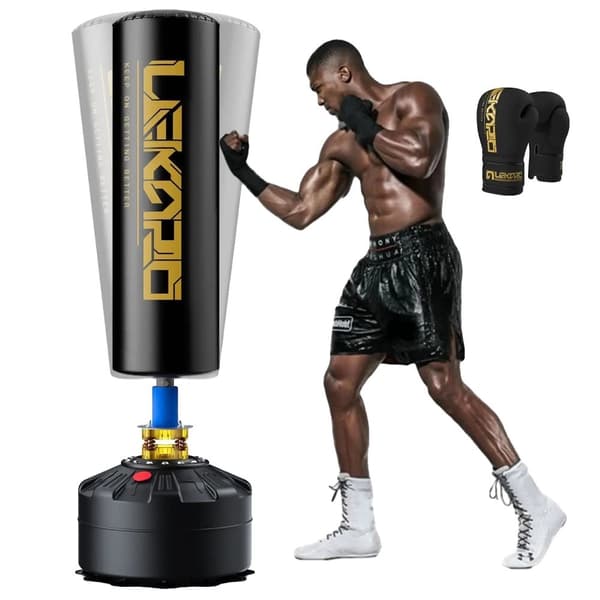 Boxningssäck, Lämplig för MMA-träning, Inkluderar boxningshandskar>,svart röd Black Gold b