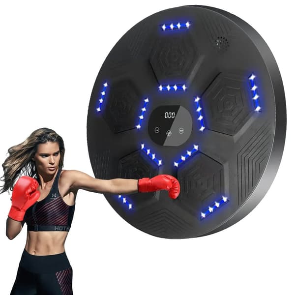 Boksemaskine, LED-oplyst, Reaktionsm�l, Sort med voksen handsker