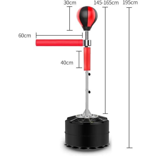 Slagboll, Höjdjusterbar 120-190 cm, 360° Reflex Snurrstång, Komplett Träningsset,Svart röd