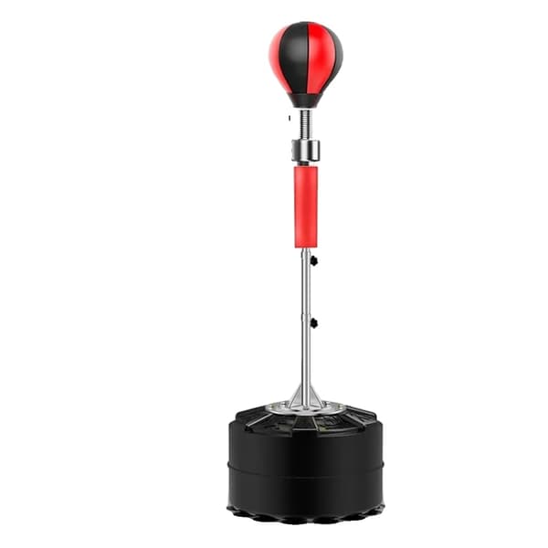 Slagboll, Höjdjusterbar 120-190 cm, 360° Reflex Snurrstång, Komplett Träningsset,Svart röd