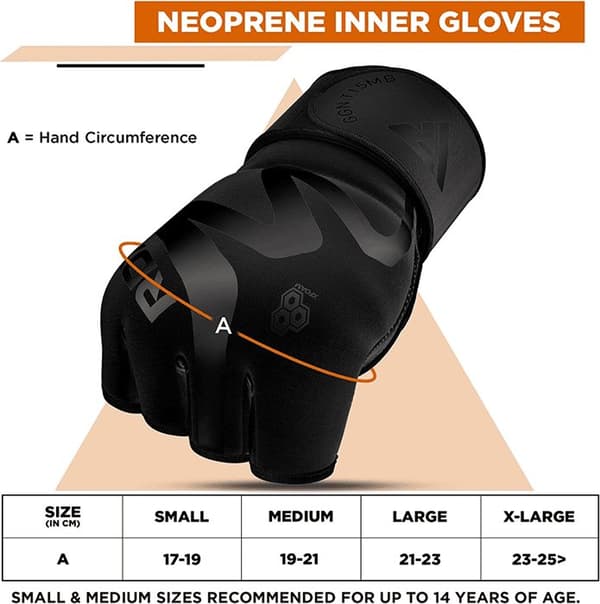 RDX Boxningsbandage Gel Wraps T15 Noir Neopren S