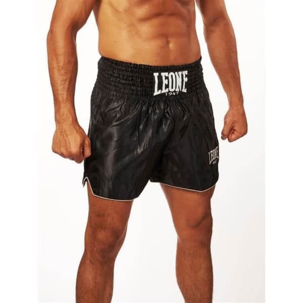 Kort Kick Thái Basic - LEONE - Herr - 100% Polyester - Bred Elastisk - Svart