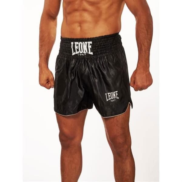 Kort Kick Thái Basic - LEONE - Herr - 100% Polyester - Bred Elastisk - Svart