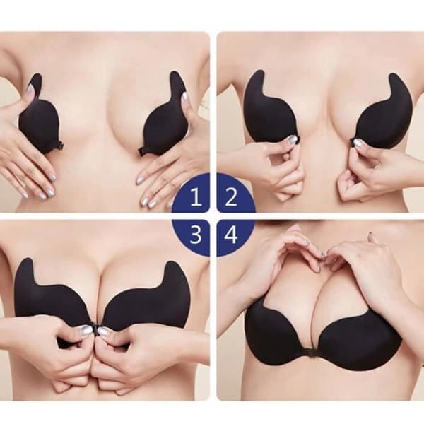 Push Up-bh Silikonlim Osynlig Perfekt halsringning Sexig look - Svart - Dam - Cup A