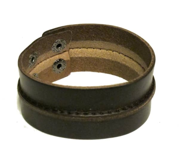 Todelt mørkebrunt læderarmbånd