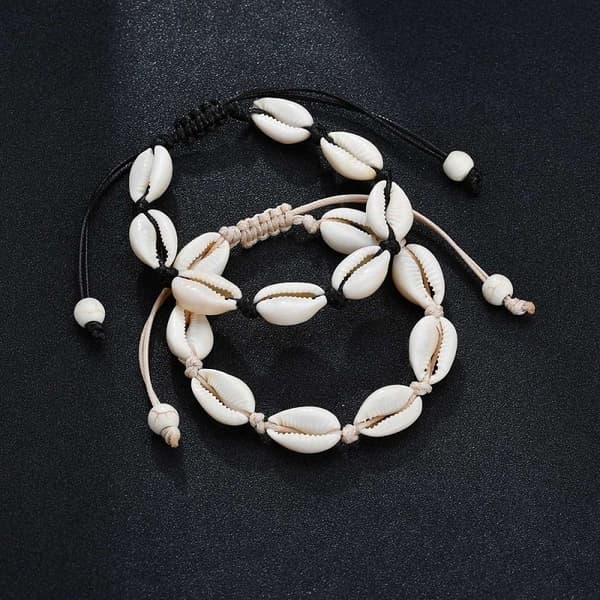 Justerbart Armband med vita snäckor - Vit