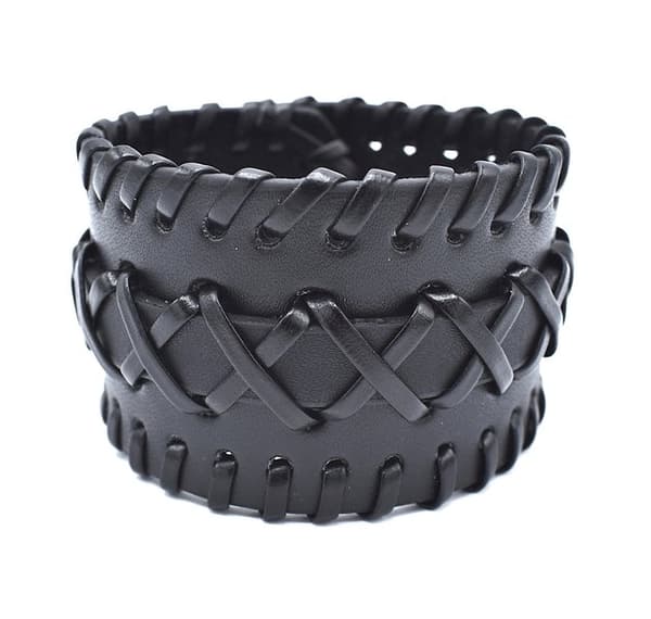 Sorte læderarmbånd mønster