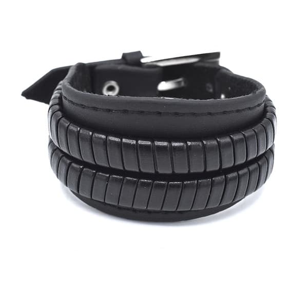 Stilig armbånd i sort skinn