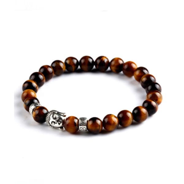 Trendy karma armbånd Buddha sølvbrun agattest