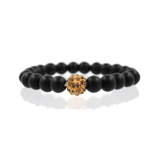 Trendy håndlagde armbånd vulkansk stein sorte steiner