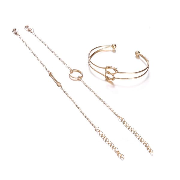 4-pack Eleganta Minimalistiska Armband Guld Kedja Cuff