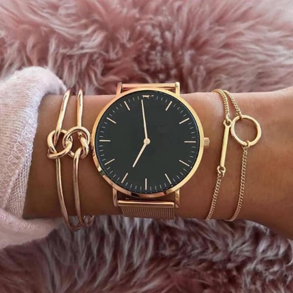 4-pack Eleganta Minimalistiska Armband Guld Kedja Cuff