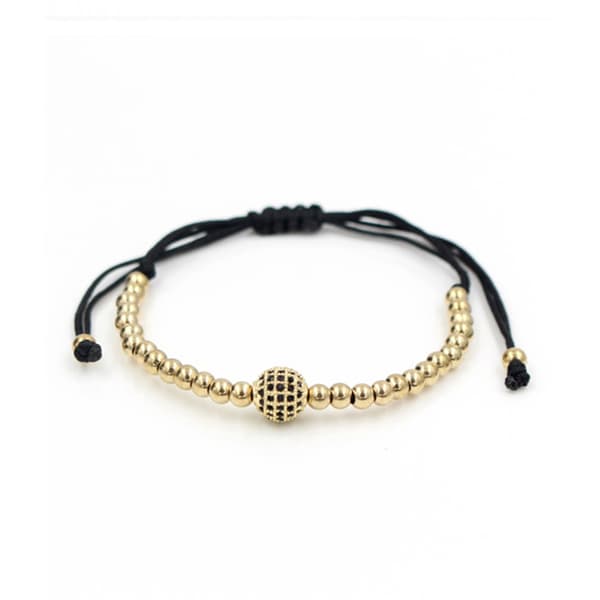 Handgjort Armband Rep Pläterade Kopparkulor Guld