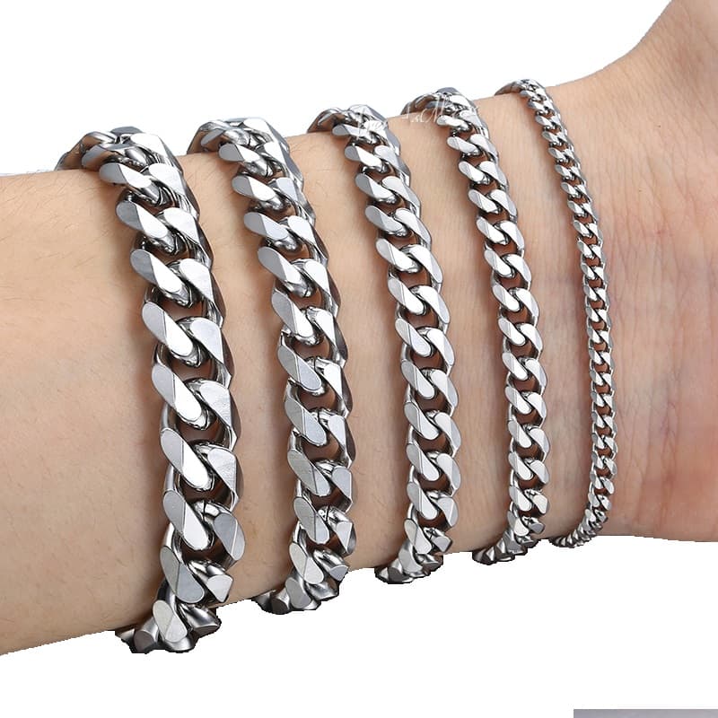 Herrarmband Pansarlänk rostfritt stål 3mm 316L 3, 5, 7, 9, 11 mm