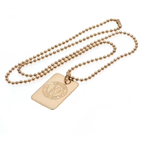 Chelsea FC Gold Plated Dog Tag And Chain Gold One Size