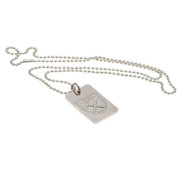 West Ham United FC Silver Plated Dog Tag And Chain