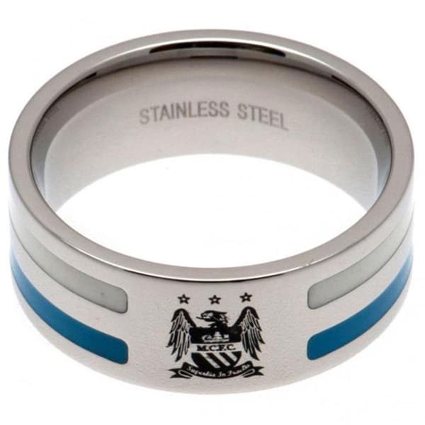 Manchester City FC Ringen med färgstrimmor Silver/Blue/White Small