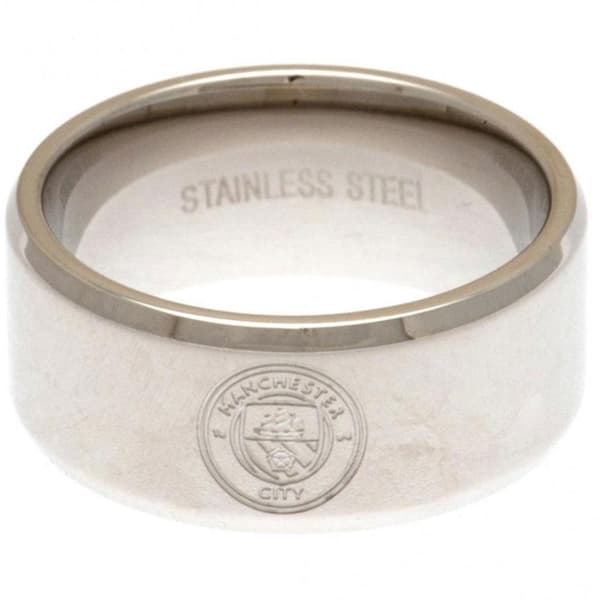 Manchester City FC Crest Band Ring Silver L