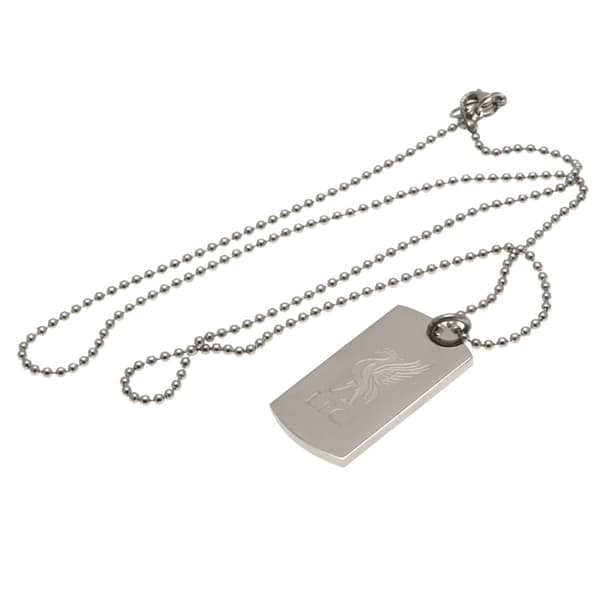 Liverpool FC Graverad Liverbird hund Tag och kedja Silver One Size
