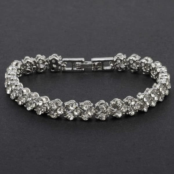 Klassisk Armbånd med Strass - Sølv