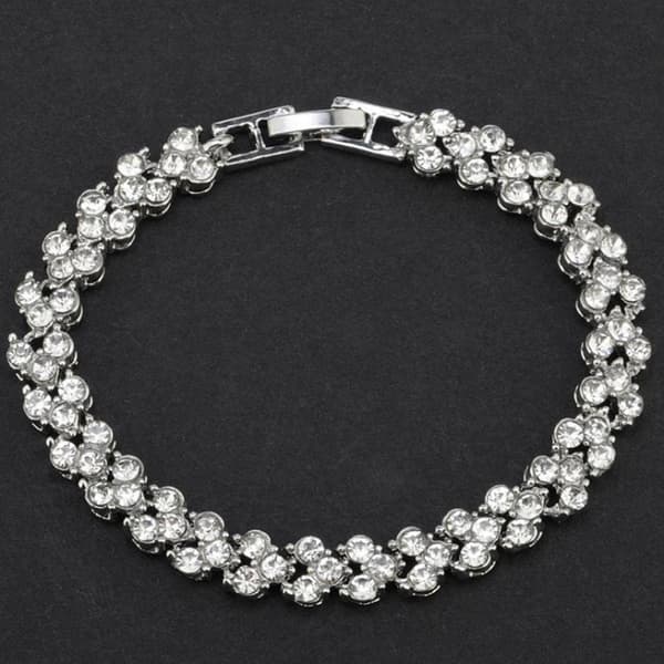 Klassisk Armbånd med Strass - Sølv