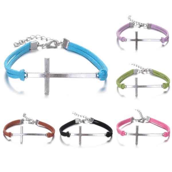 Armband med symbolen "Kors" i  silver - Flera färger Pink