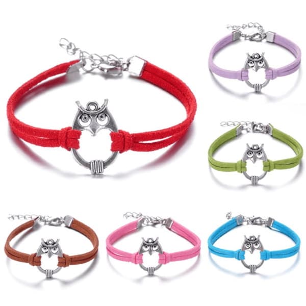Armband med symbolen "Uggla" i silver - Flera färger Röd