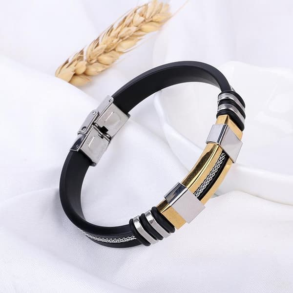 Lyxigt Handgjort Stål armband för män i guld och silver Guld One-size