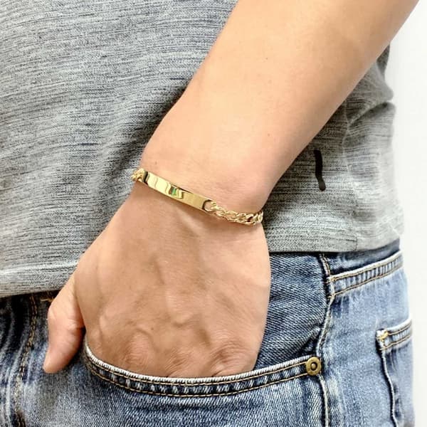 Gullbelagt kjede/armbånd i gull med ID -brettkobling