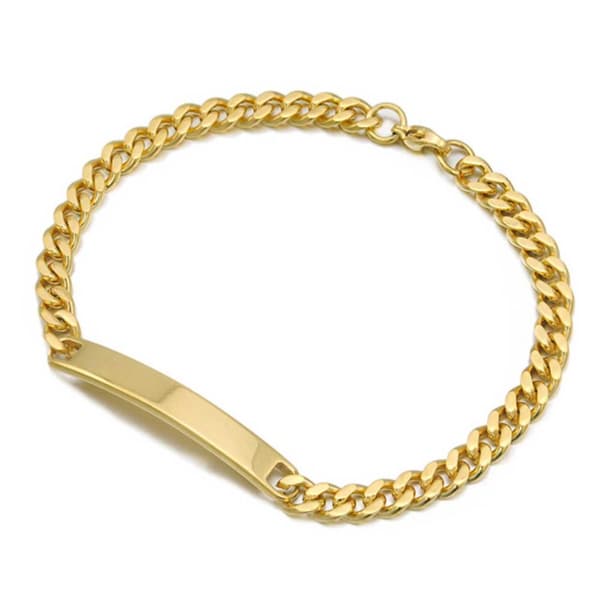 Kedja Armband Länk med ID Bricka Guld