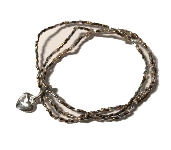 mini glaspärlor elastisk armband 3 rader