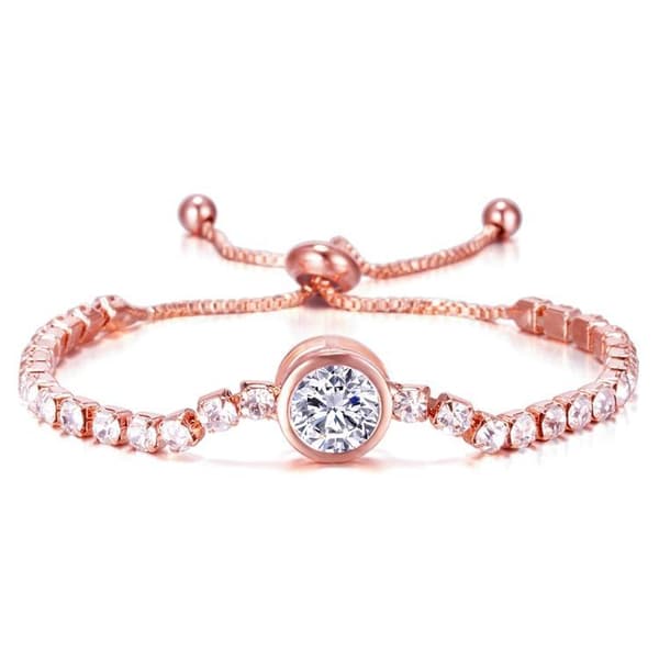 Vackert armband med zircon lyx gåva 18k guldplätering Rosa guld One-size