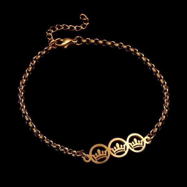 Forgyldt armbånd med kroner perfekt gave børn kvinder mænd