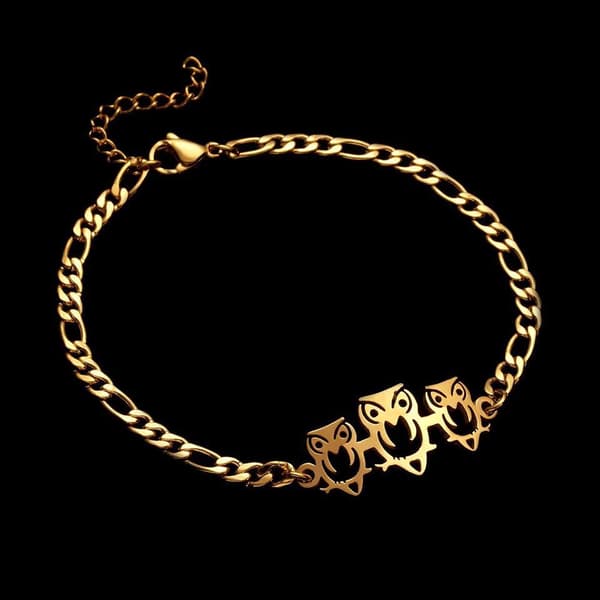 Guldpläterat armband med ugglor perfekt gåva barn kvinnor män