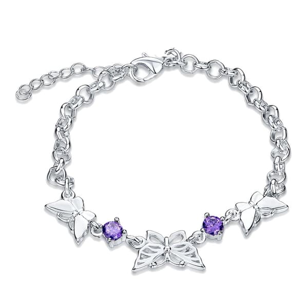 armband fjäril med lila zirkonia strass