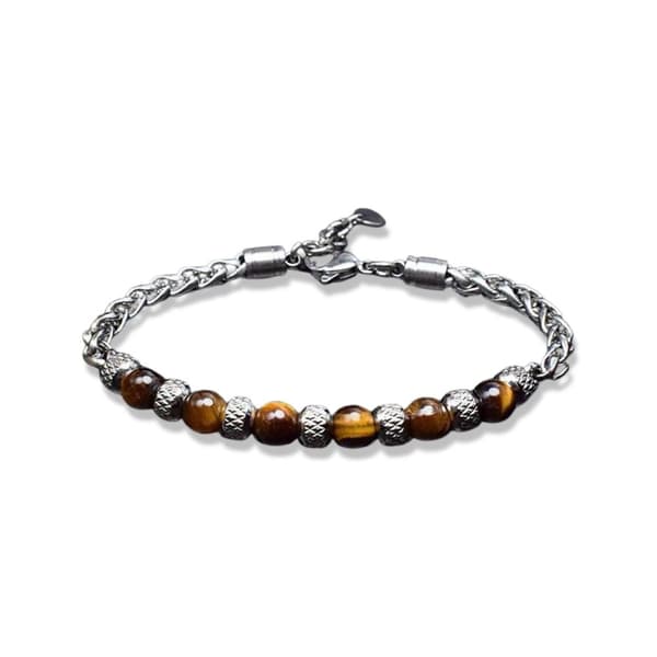 Justerbart armbånd med "Tiger eye" perler til mænd
