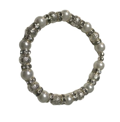 stilren söt vit armband med glitter pärlor