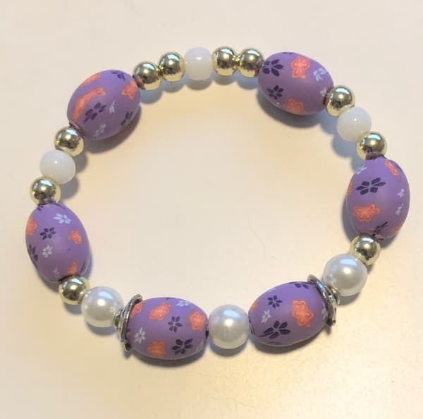ovala lila pärlor armband stretchy