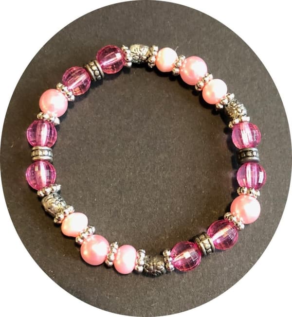 elastisk rosa pärlor armband, rosa