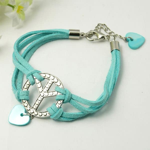 1 blå peace armband