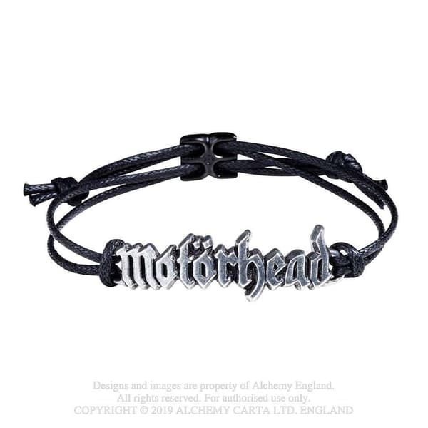 Armband - Motörhead - Tenn med svart läderarmband