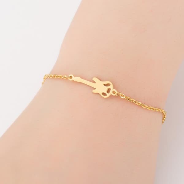 Guldpläterat armband med gitarr perfekt gåva barn kvinnor män