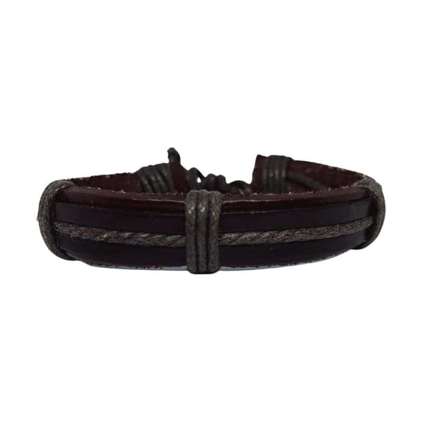 Håndlaget vridd armbånd i ekte skinn i brun stil for menn