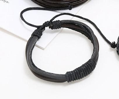 Handgjort armband i autentisk läder svart brun för män