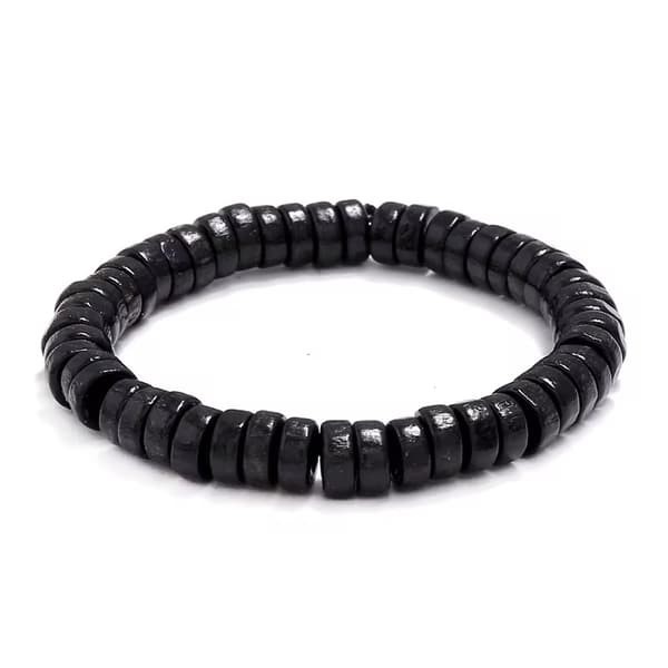 Handgjort armband för män träpärlor i svart bohemiskt