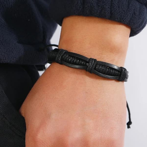 Unikt håndlavet armbånd til mænd i brunt og sort læder
