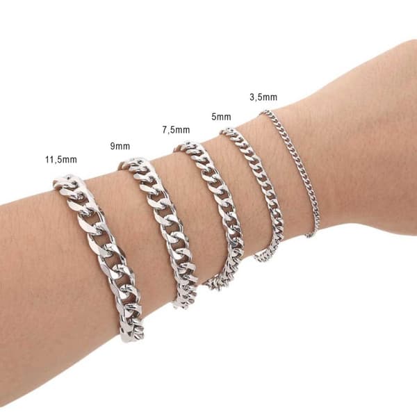 Pansarlänk Armband Kedjearmband Silver 9mm
